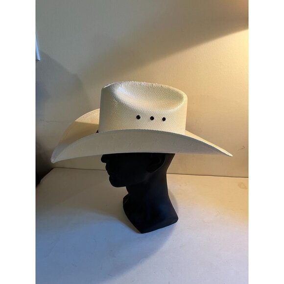 Justin's Mens Cowboy Western Hat Straw Light Beige Size 56 / 7 - Picture 3 of 10